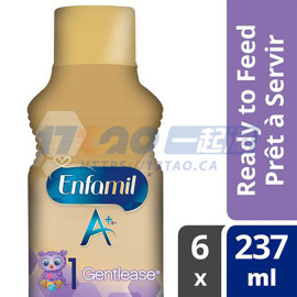 Enfamil A+ Gentlease Infant Formula, Ready to Feed Bottles, 6 x 237ml