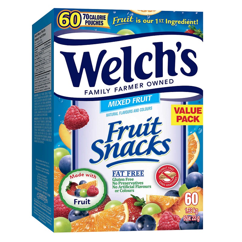 Welch’s, 天然果汁软糖 60 × 22 g (0.77 oz) (高温熔化不赔) Welch’s, 天然果汁软糖 60 × 22 g (0.77 oz) (高温熔化不赔)