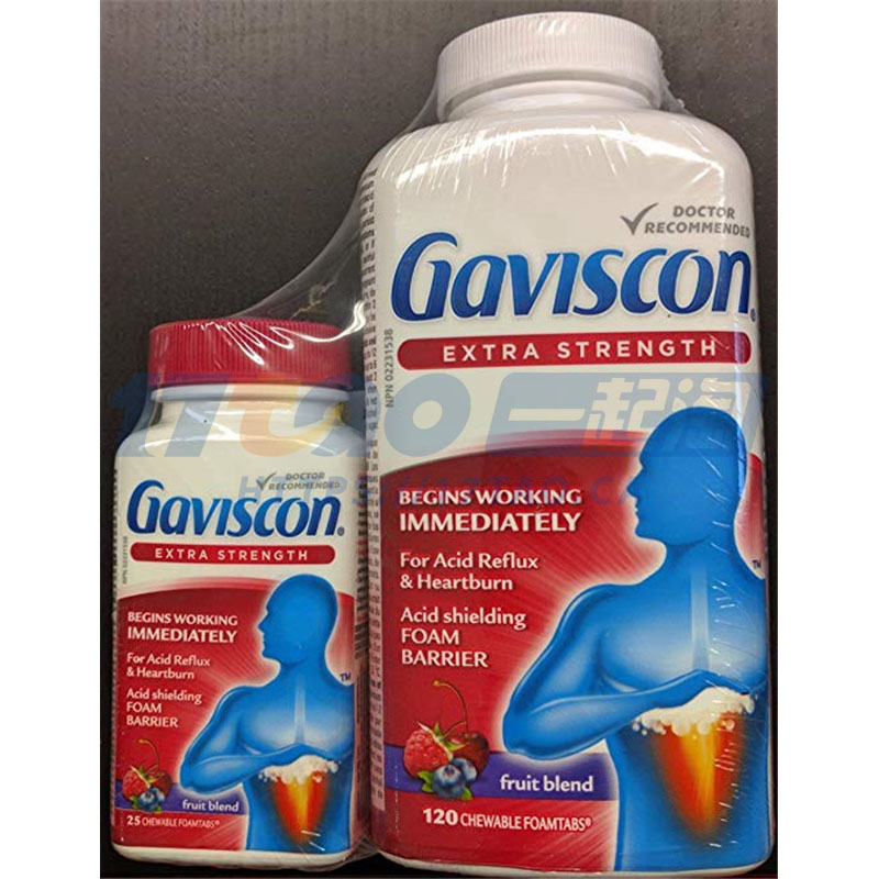Gaviscon 缓解胃灼热胃酸咀嚼片 120+25片