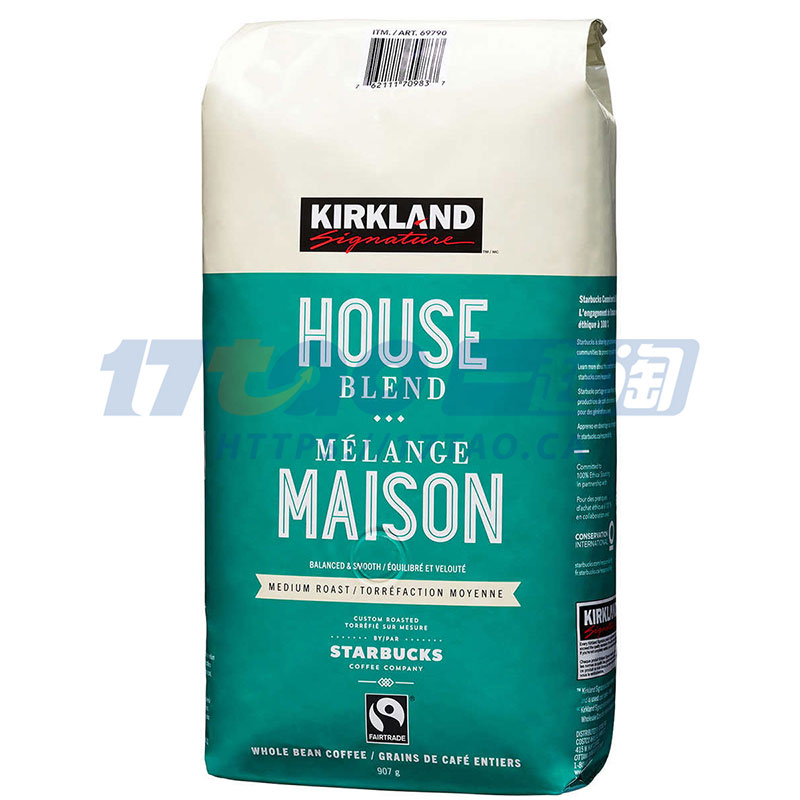 Kirkland Signature Roasted by Starbucks House Blend Whole Bean Coffee, 907 g Kirkland Signature Roasted by Starbucks House Blend Whole Bean Coffee, 907 g