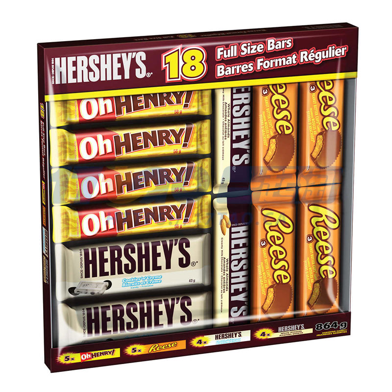 Hershey, Assorted Chocolate Bars, Pack of 18(高温熔化不赔) Hershey, Assorted Chocolate Bars, Pack of 18(高温熔化不赔)